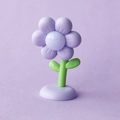 Cute purple flower night light magnetic mini bedside lamp with green leaves - Flower Magnetic Night Light (LD37B) / Purple