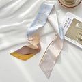 Blue and beige floral twilly silk scarf with 'the dream' text for hair or bag handles - Surfing