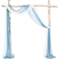 White and dusty blue chiffon wedding arch drapes with soft wrinkle-free texture - 70*800cm / Sky Blue