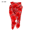 Red plaid cashmere-feel triangle scarf with fringe hem in classic tartan pattern - Red/Black/White Plaid