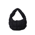 Modern black quilted puffer cloud bag with minimalist nylon finish and top handle - 20*14*6 / Black