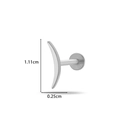 Titanium flat back stud earring with curved design, size 1.11cm length and 0.25cm base - 590-2# Silver Curved Crescent