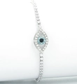 Silver evil eye tennis bracelet with blue zircon and adjustable drawstring chain - Style D-Silver Evil Eye