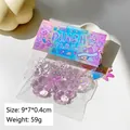 Weiches lila transparentes Katzenpfoten-Squishy mit Stern-Pailletten, 9x7cm, 59g - Lila Kristall 5er-Set Katzenpfote