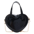 Mini borsa a tracolla nera a forma di cuore con finitura lucida e catena dorata - Nero