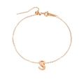 Cavigliera in acciaio inossidabile oro rosa con ciondolo lettera S e perlina regolabile - S-Oro Rosa