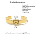 Detailed specs of vintage gold-plated open bangle with a heart cut-out and zircon design - SB23082202-Gold Radiant Heart Hollow Open Bangle