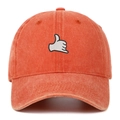 Vintage orange washed cotton baseball cap with shaka gesture embroidery for sun protection - Orange