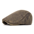 Vintage style brown striped knitted ivy cap for men and women with a warm winter feel - Adjustable / Vintage Light Blue