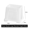 White large square acrylic flower bucket for florists, 40x33x38cm professional container - Auction House Flower Bucket (large White No Height Increase); Flower Growing Bucket