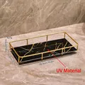 Bandeja de baño de lujo con marco de metal dorado y base de mármol negro UV - Pequeño Oro Negro (Tablero UV)