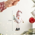 Ciondolo gnomo nordico a strisce rosa con lunga barba bianca e albero di Natale di 17cm - Gnomo con barba lunga