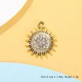 Golden sunburst star pendant with white rhinestones, size 2.1cm by 1.8cm for DIY jewelry - Gold Sunburst