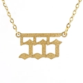 Golden 555 lucky number pendant necklace with a textured glitter finish for women - Number 555