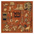 Βαμβακερή μπαντάνα Wild West με vintage σχέδια καουμπόη και ινδιάνων για hip-hop και σπορ - Μεταξοτυπία Πορτοκαλί Καφέ
