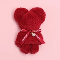 Red bear-shaped coral velvet towel gift with Just for you ribbon and pearl charm - Wine Red Pineapple Texture Bear With Pearl Charm