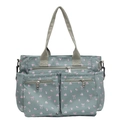 Borsa a tracolla in velluto a coste grigio-verde con fiori rosa e tasche multiple - Fiocco Verde