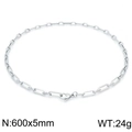Silver stainless steel paperclip chain necklace for men and women, size 600x5mm, 24g weight - Necklace 600x5mm(KN202087-Z) / Steel