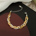 Three-tone hand-woven titanium steel chain necklace in gold, rose gold and silver - Multi-Strand Blade Chain Bracelet / Three Colors