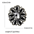 Vintage zonnebroche met grijze kristallen en zwarte strass-steentjes, 6,0 cm x 5,4 cm - Zwart