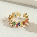Adjustable 14K gold plated ring featuring vibrant multi-color marquise-cut zircon stones - Marquise Multicolor Zircon