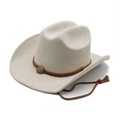 Chapeau de cowboy western classique en daim beige avec bande tissée et boucle vintage - M(56-58cm) / Beige