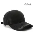 Distressed black cotton baseball cap with vintage frayed details and washed finish - Black