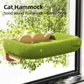 Solid wood cat window hammock with green plush surface and strong suction cups - Green Solid Wood Style / Green