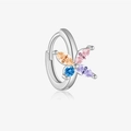 S925 silver hoop earring with four-color marquise cut zircons in a flower shape - Platinum Colorful Flower Hoop (Single)