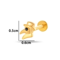 Gouden titanium pestmasker oorknopje met zwarte steen, afmetingen 0,5 cm bij 0,6 cm - Pestmeester Masker Stijl (T2510-2#黄金)