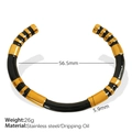 Bamboo style stainless steel bangle with black enamel segments in golden finish - Black Enamel Style (SZ124) / Black