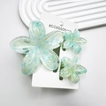 Three-piece set of blue-green marble textured plumeria hair claws in various sizes - Large Claw Clip And Small Hair Clips / Ink Splatter Green