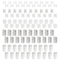 120PCS set of silver metal hair rings and cuffs for braids with hollow patterns - 100PCS (Boxed) / Silver