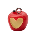 Red resin apple pendant featuring a yellow heart and silver metal clasp for DIY jewelry - Red Bitten Heart Apple (19700)