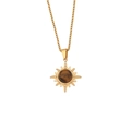 Vintage zonne-hanger ketting met bruine natuursteen op een gouden roestvrijstalen ketting - Goud-Tijgeroog