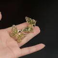 Pinces à cheveux papillon élégantes en dégradé de vert avec montures en alliage doré - Pince à Cheveux Papillon à Dégradé en Émail (144#) / Une Paire / Vert