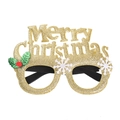 Sparkling gold Merry Christmas glitter party glasses with green leaves and red berries - SDYJ-5-15 Gold Merry