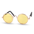 Retro rose gold round pet sunglasses with yellow lenses for cats and dogs - Yellow Round Frame