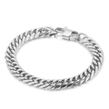 Pulsera clásica de cadena cubana de 9mm en acero de titanio plateado con cierre langosta - Pulsera (KB153783-Z) / Color Acero