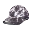 Detail of a tie-dye baseball cap in black and white tones with reinforced stitching - Black White Grey Artistic Tie Dye Style (10#)