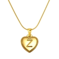 18K gold plated stainless steel heart necklace featuring an embossed letter Z design - Heart Letter Z (S-P151-Z)