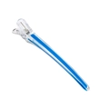 Transparent plastic hair clip with blue inner strip and metal spring for styling - Blue