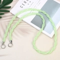 Cordon de téléphone tressé vert clair en nylon avec anneaux métalliques argentés - Vert