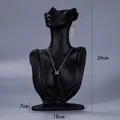 Large matte black resin mannequin bust for necklace and earring display 34cm height - Large Front Portrait / Black
