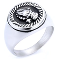 Polished silver stainless steel Lorraine cross praying hands signet ring for men - US 5 / Steel
