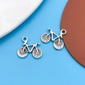 Silver bicycle charm pendants for DIY jewelry making in a vintage alloy finish - 1pc Antique Silver Bicycle 16x14mm