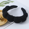 Thick black sponge headband with textured fabric and Hand Made label for women - Black (7# Sponge Headband)