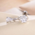 Clou d'oreille argenté avec zircon en forme d'étoile et de goutte d'eau élégant - Goutte d'eau Blanche (1 Pièce) (A666-1)