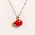 Collana con ciondolo a forma di pesce rosso e catena in acciaio dorato - Rosso