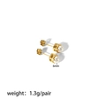 Minimalist 18K gold stainless steel stud earrings with 6mm white pearl, weight 1.3g per pair - 6mm Pearl Style (YYE023171-6) / Gold